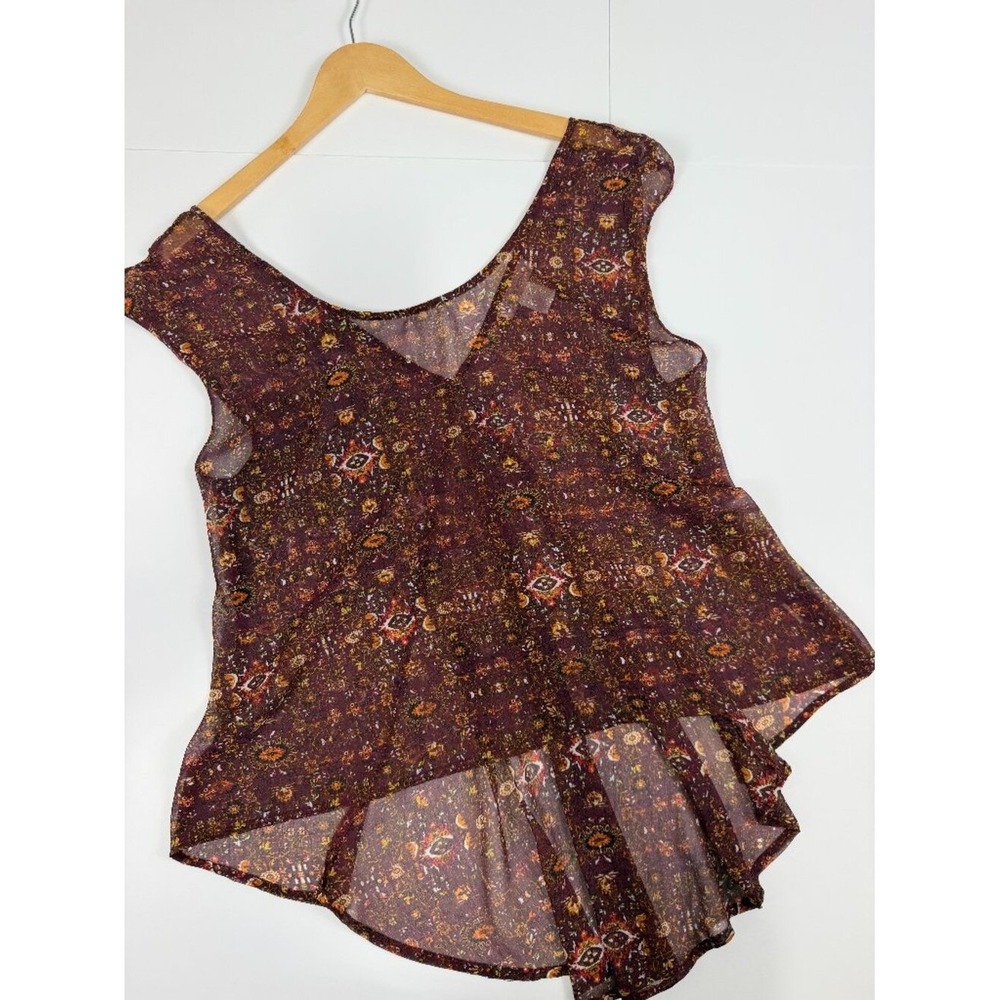 Band of Gypsies Boho Handkerchief Hem Sheer Tank Top M